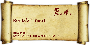 Rontó Axel névjegykártya
